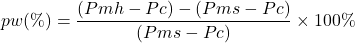  \displaystyle pw(\%) = \frac{(Pmh - Pc) - (Pms - Pc)}{(Pms - Pc)} \times 100\% 