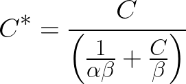  {\Huge \[ C^{*} = \frac{C}{\left(\frac{1}{\alpha\beta}+\frac{C}{\beta}\right)} \] } 